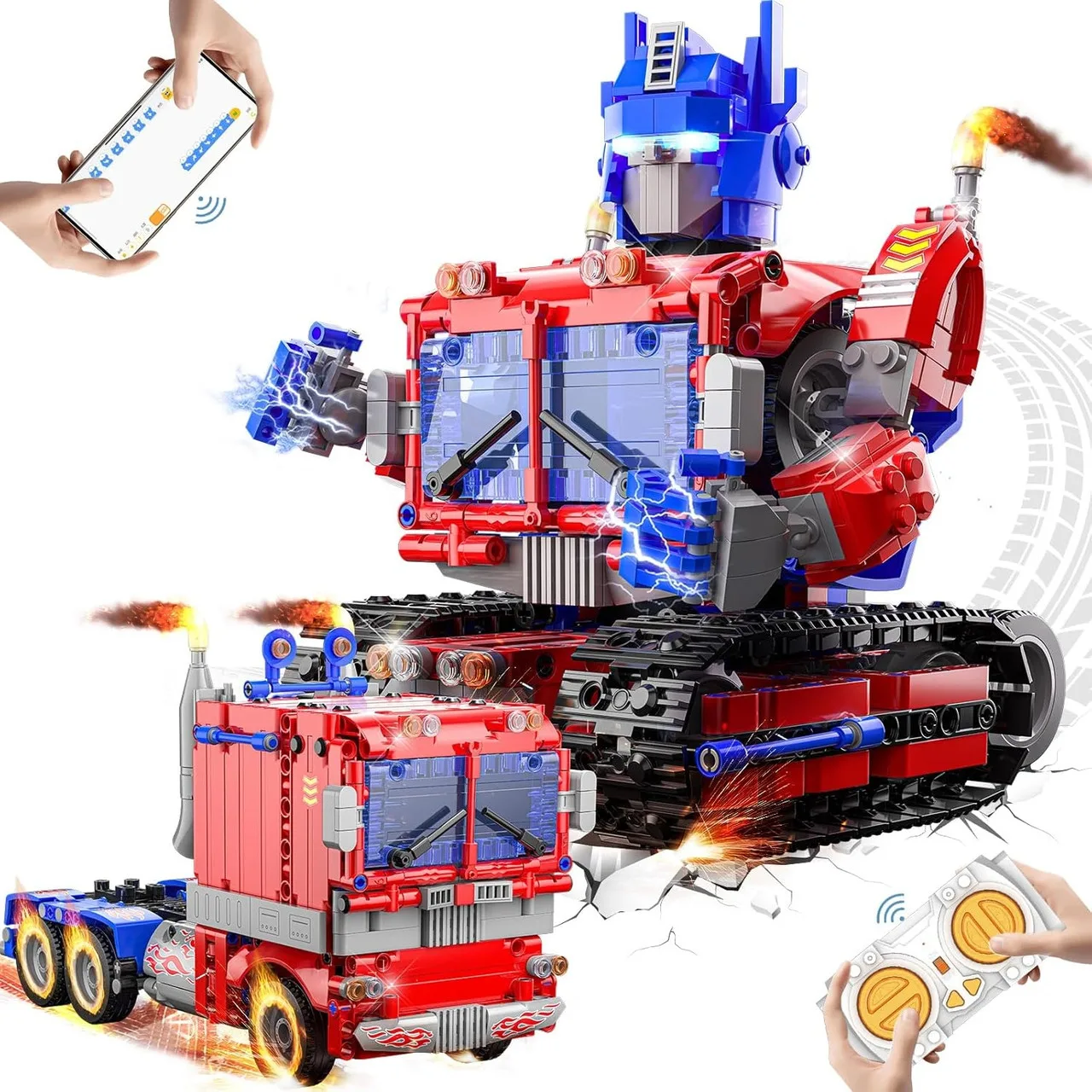 6583358015_transformer-robot-optimus-prajm Трансформер-робот Оптимус Прайм, керований конструктор, 2 в 1 машинка та робот з додатком та пультом управління - Зображення 1