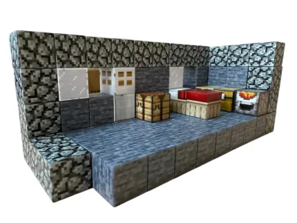 Магнітний конструктор Minecraft  80 деталей Кам'яний дім 3 фігурки