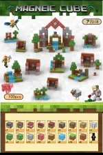 Магнітний конструктор Minecraft  100 деталей Гірський струмок 3 фігурки Майнкрафт - Зображення 2