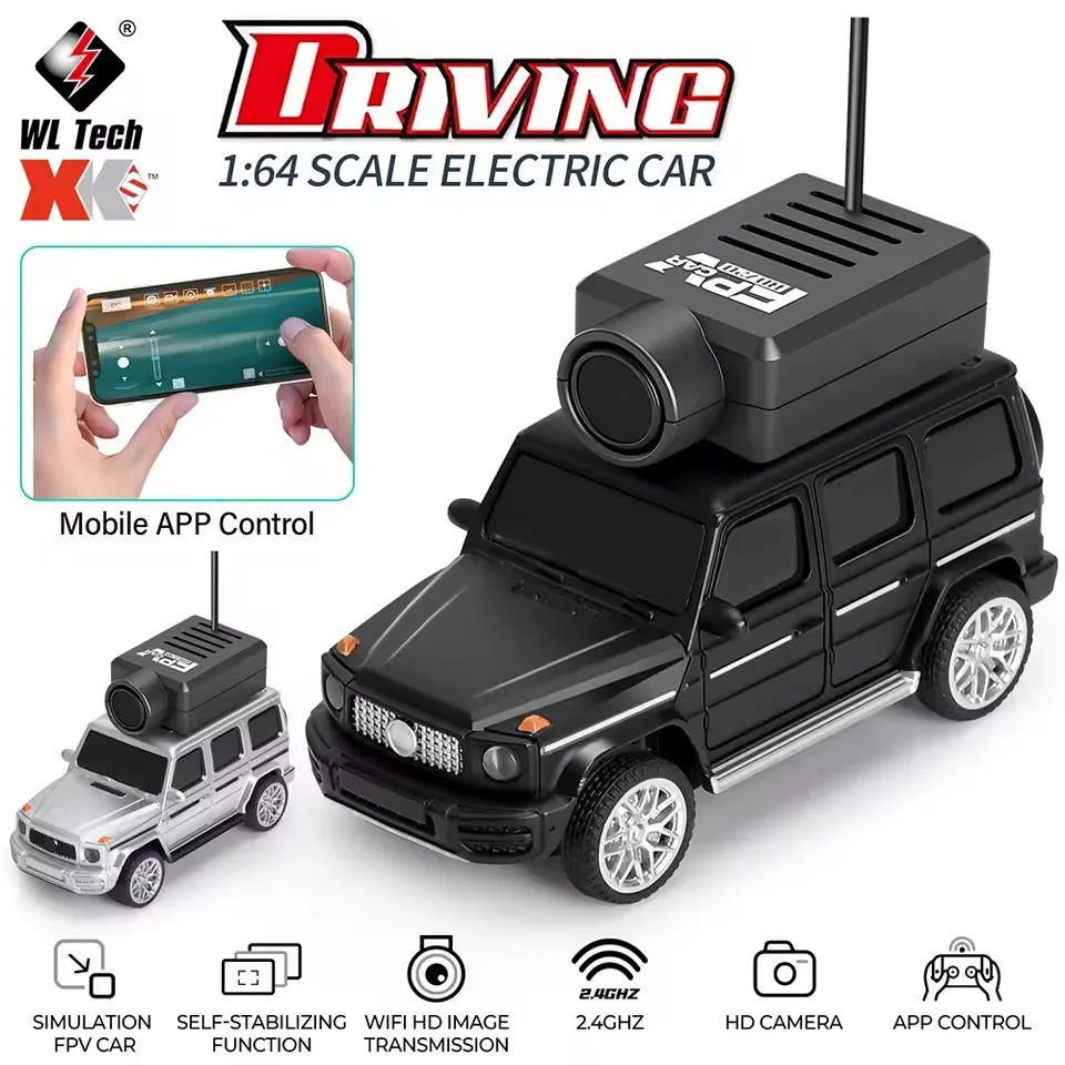 Радіокерований Mercedes G-Class 1:64 з HD FPV камерою та LED підсвіткою — чорний стильний «Кубік» - Зображення 3