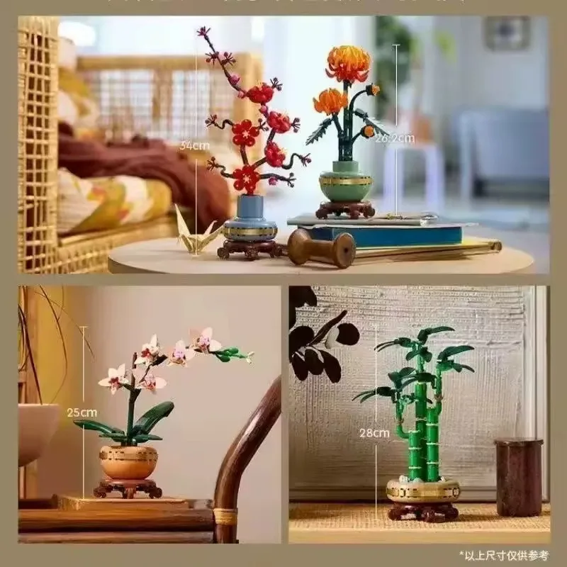 Конструктор “Сливовий цвіт” (Plum Blossom) — 327 деталей, вазон-декор для дому в крафтовій упаковці - Зображення 8