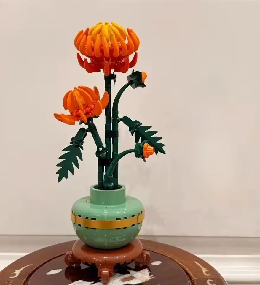 Конструктор в стилі LEGO Botanicals "Хризантема" 278 деталей для осіннього декору інтер'єру в крафтовій упаковці - Зображення 3