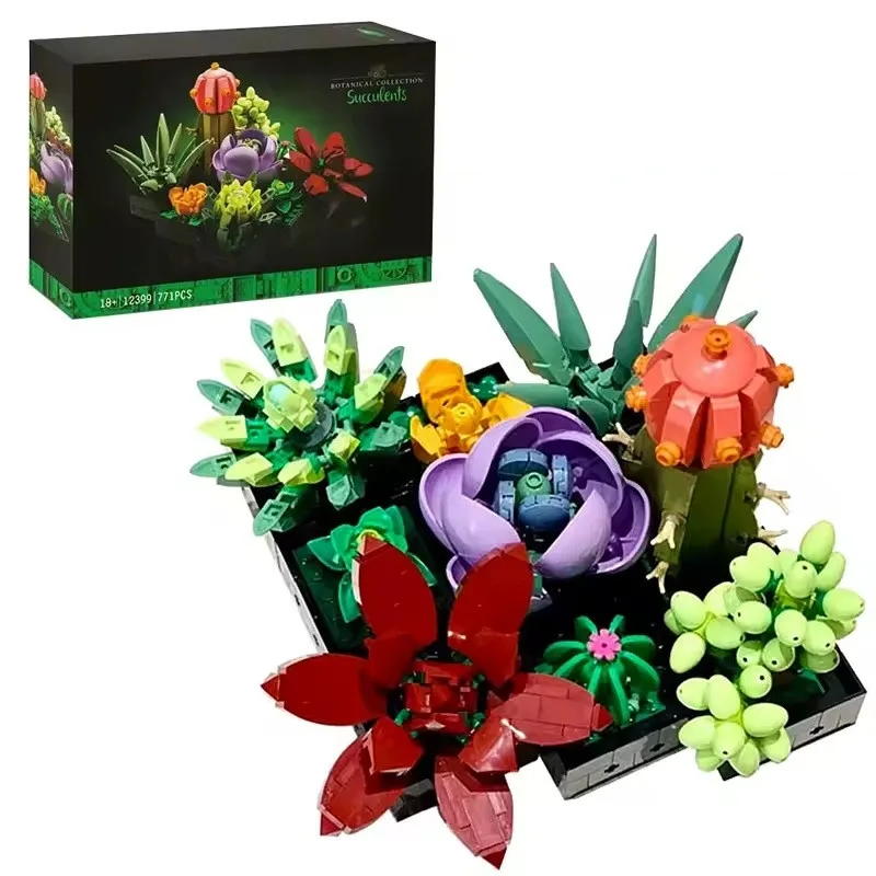 6909949185_konstruktor-v-stile Конструктор в стилі LEGO Botanical "Сукуленти" 771 деталь для стильного рослинного декору дому - Зображення 1