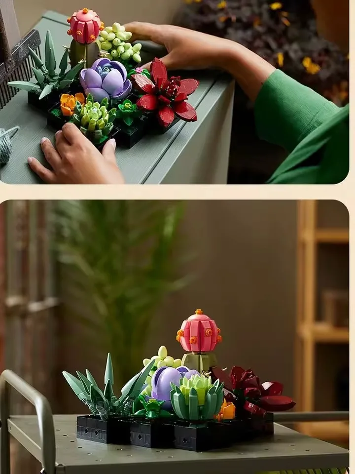 Конструктор в стилі LEGO Botanical "Сукуленти" 771 деталь для стильного рослинного декору дому - Зображення 6