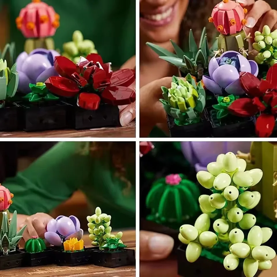 Конструктор в стилі LEGO Botanical "Сукуленти" 771 деталь для стильного рослинного декору дому - Зображення 10