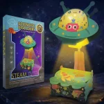 STEAM-конструктор Нічник НЛО: науковий набір та готова модель на фоні відкритого космосу
