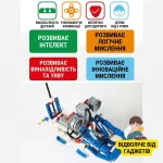 Інфографіка переваг STEM-конструктора: розвиток інтелекту, логіки, уяви та відволікання від гаджетів