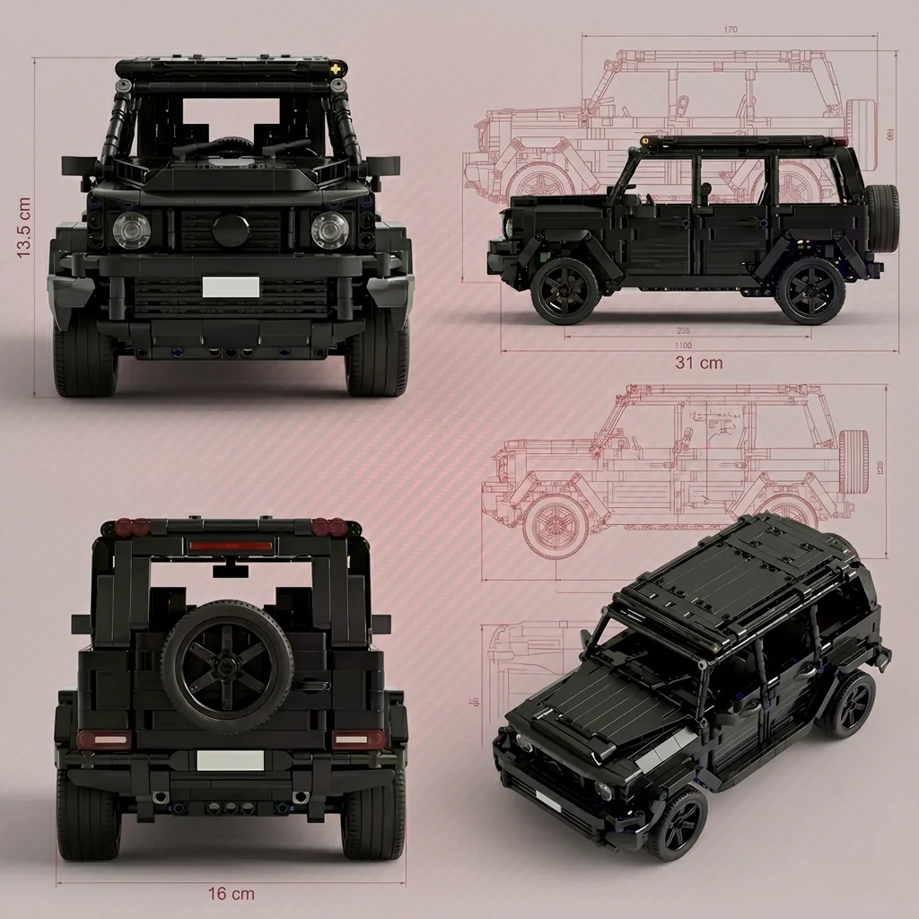 Розміри та креслення конструктора Mercedes-Benz G-Class чорний довжина 31 см висота 13.5 см