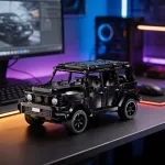 Конструктор Mercedes-Benz G-Class чорний на робочому столі з неоновим підсвічуванням інтер'єрний декор