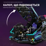 Механізм відкриття капота конструктора Lamborghini з демонстрацією внутрішньої деталізації двигуна