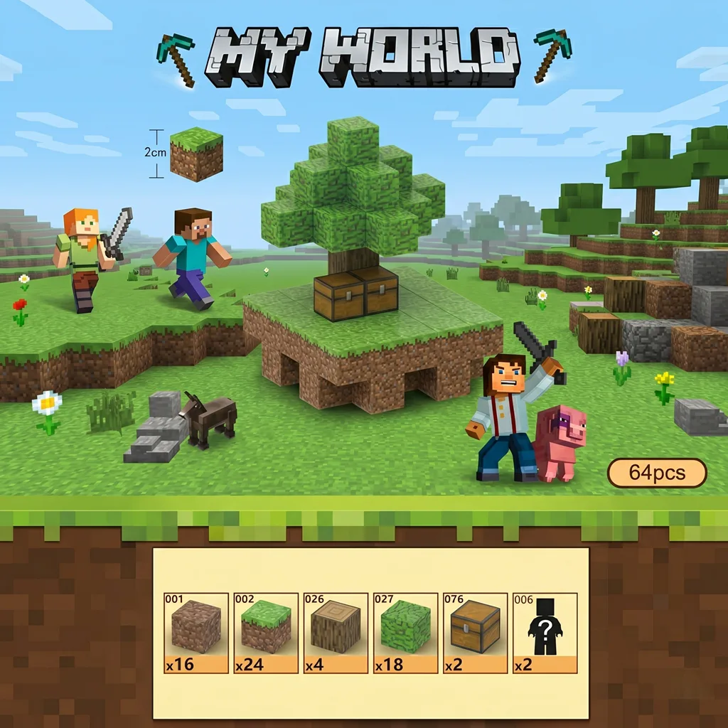 Магнітний конструктор Острів Скай за мотивами Minecraft 64 деталей - Зображення 2