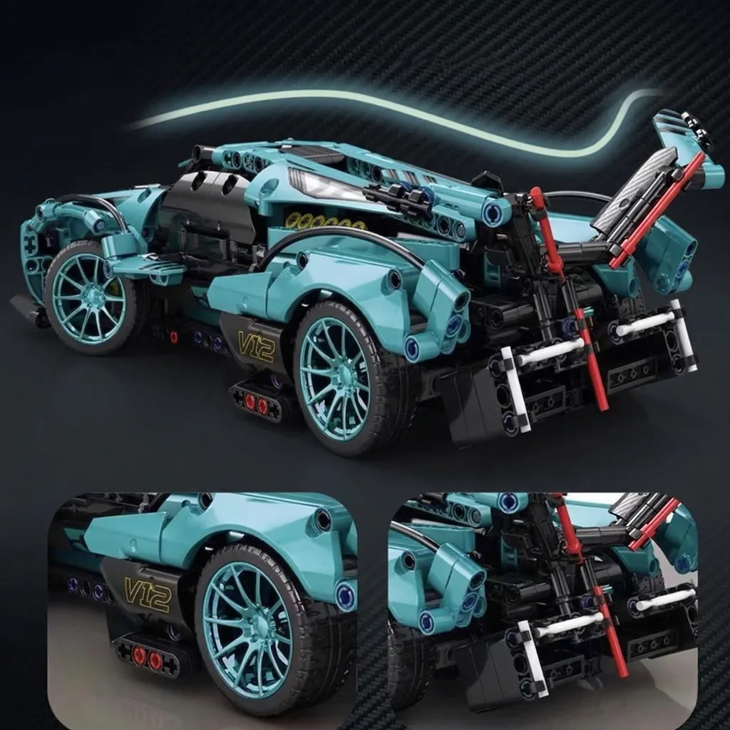 Конструктор Lamborghini на радіокеруванні: вид ззаду, деталізація двигуна V12 та спортивного спойлера