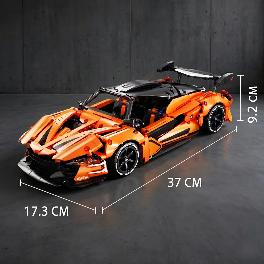 Технічні характеристики та розміри конструктора McLaren P1 GTR Orange: довжина 37 см, ширина 17.3 см
