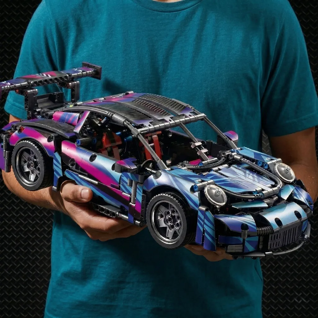 Велика модель конструктора Porsche 911 GT3 RS у руках масштаб 1:12 довжина 38 см