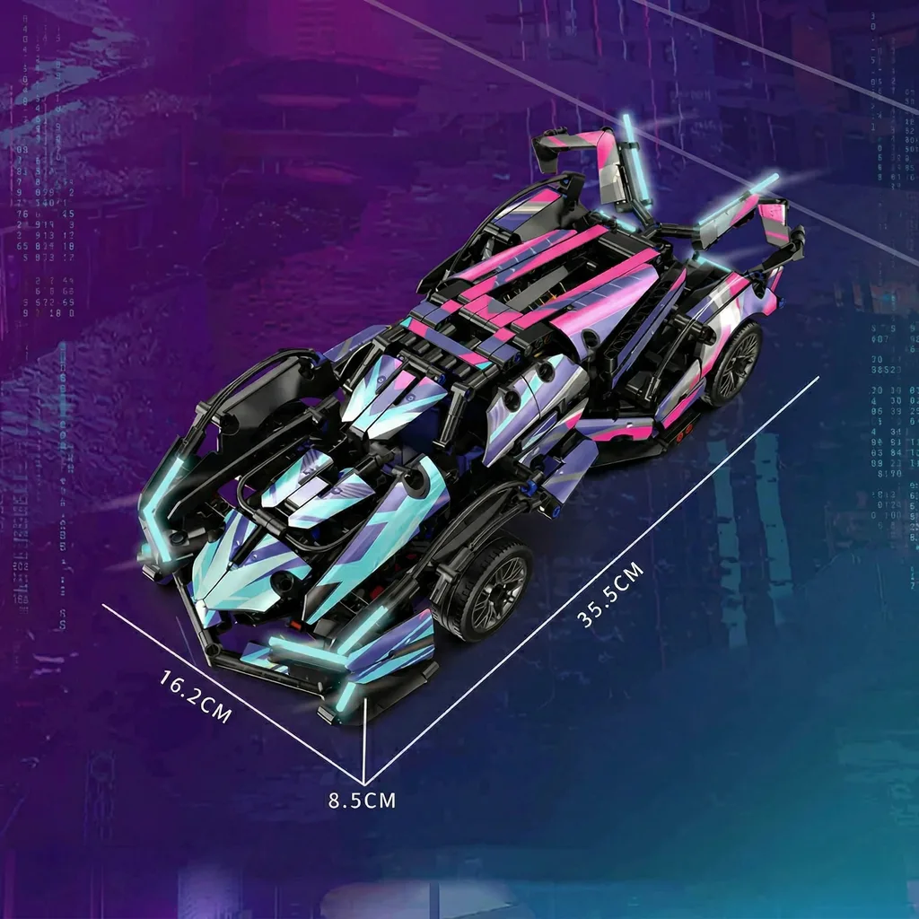 Габаритні розміри зібраної моделі Lamborghini: довжина 35.5 см, ширина 16.2 см, висота 8.5 см