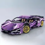 Конструктор Lamborghini Sian фіолетовий хром на світлому фоні колекційна модель суперкара Ламборгіні Сіан масштаб 1:14 тип Technic
