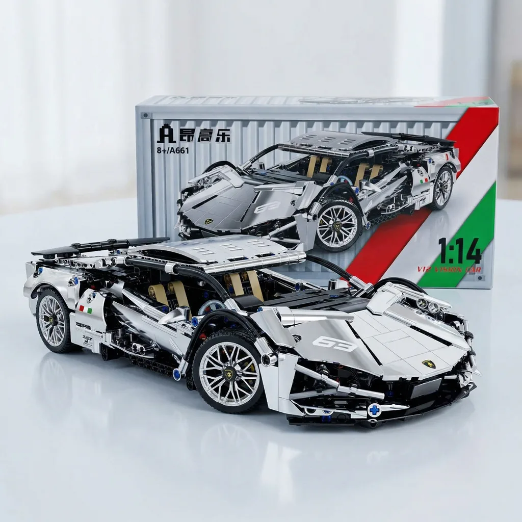 Конструктор Lamborghini Sian Silver хром колекційна модель суперкара Ламборгіні Сіан масштаб 1:14