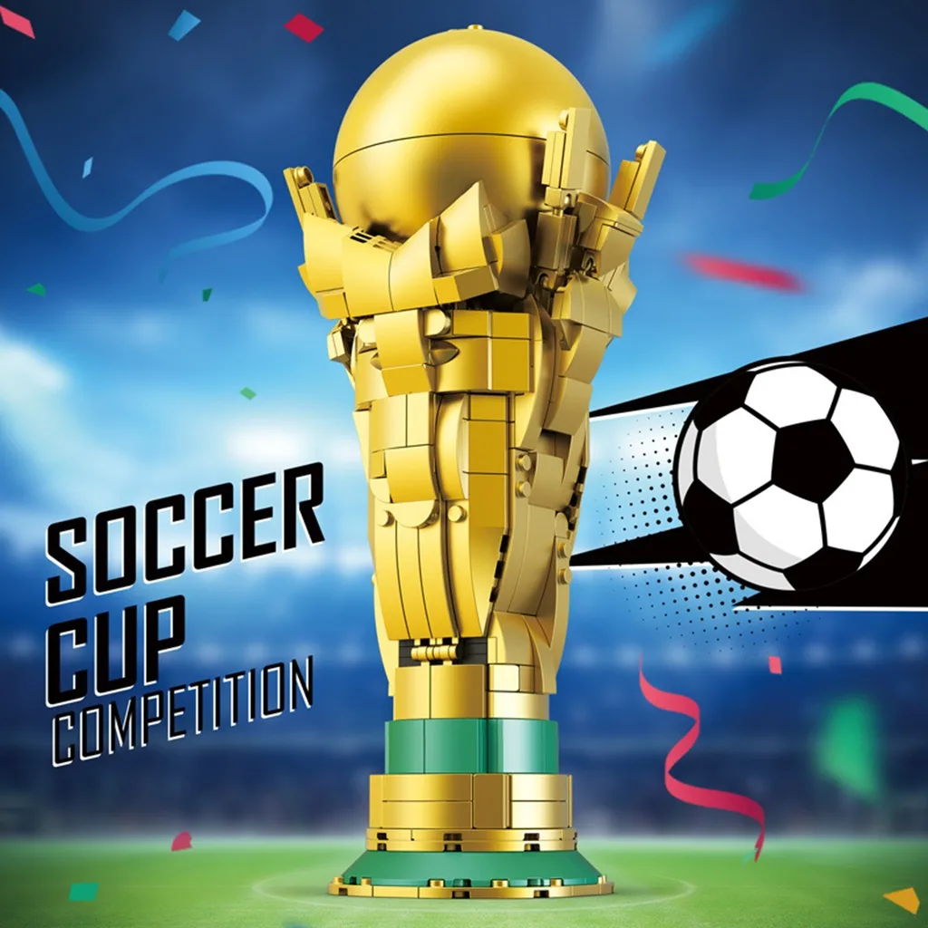 Конструктор футбольний кубок Soccer Cup Competition на фоні футбольного поля зі стадіоном та м'ячем