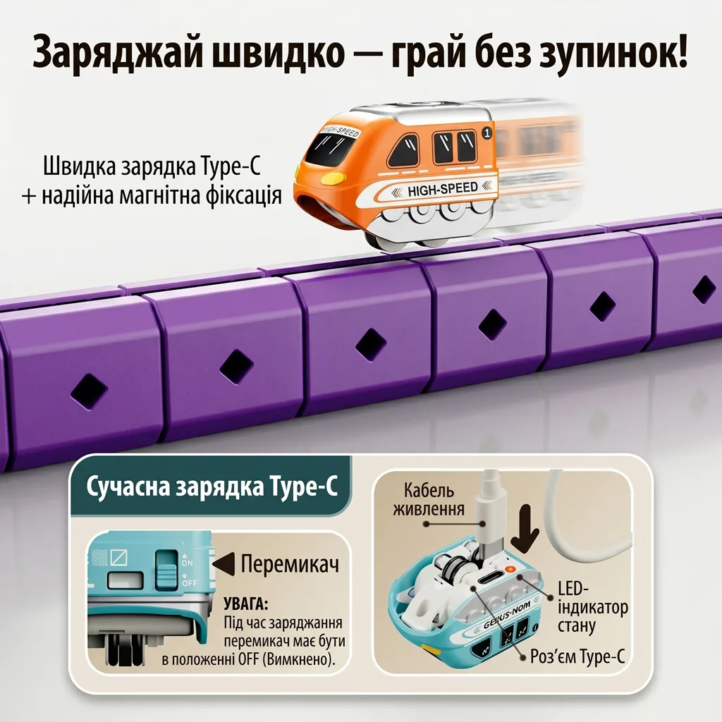 Магнітний конструктор-магістраль Magnetic Track GO з левітаційним потягом та мостом-гойдалкою 126 деталей - Зображення 4