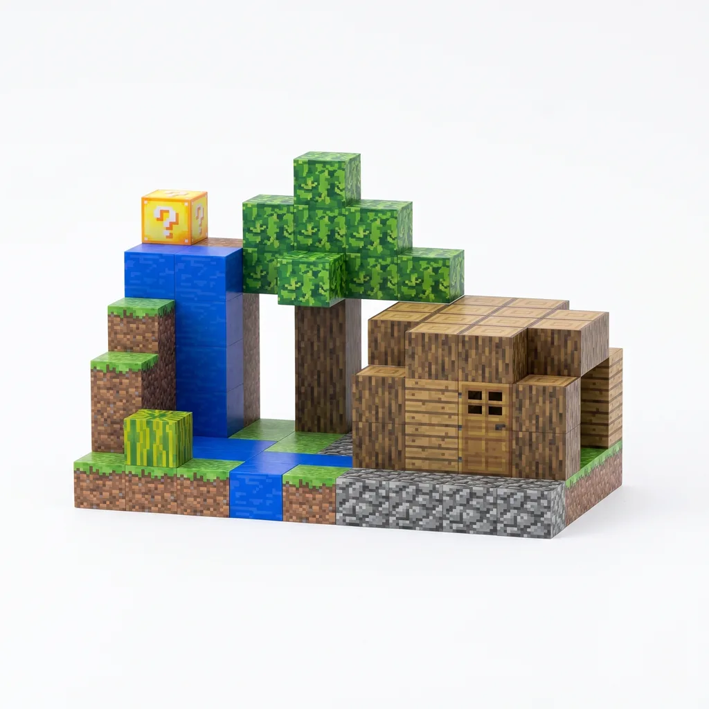 Магнітний конструктор Лісовий будинок біля водоспаду за мотивами Minecraft 107 деталей - Зображення 1