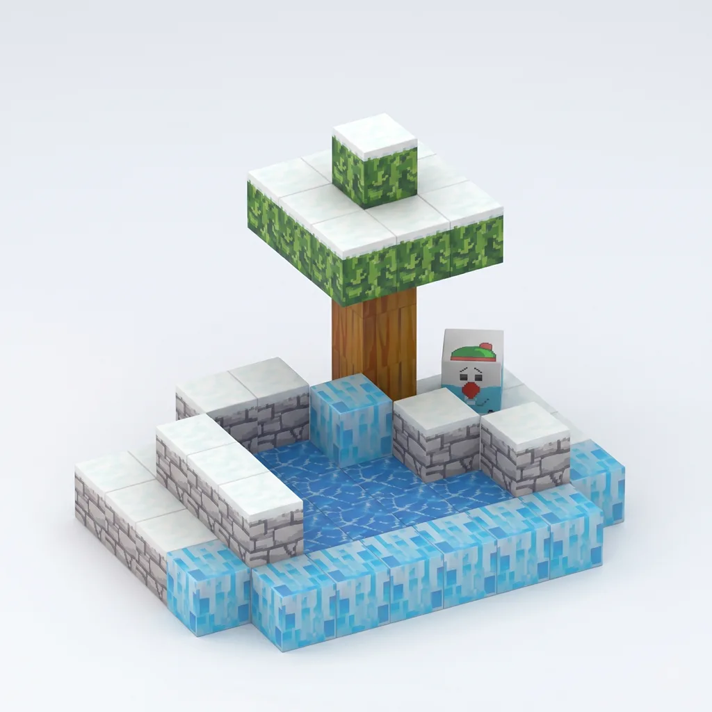 Магнітний конструктор Засніжене джерело за мотивами Minecraft 60 деталей - Зображення 1