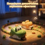 Інтерактивна гра змійка на радіокеруванні з динамічними звуковими ефектами, музичним супроводом та збиранням блоків їжі на підлозі