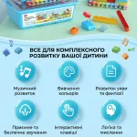 Інфографіка розвиваючих переваг інтерактивного STEM-конструктора з музичними модулями: музичний розвиток, вивчення кольорів, логіка та інтерактивні клавіші